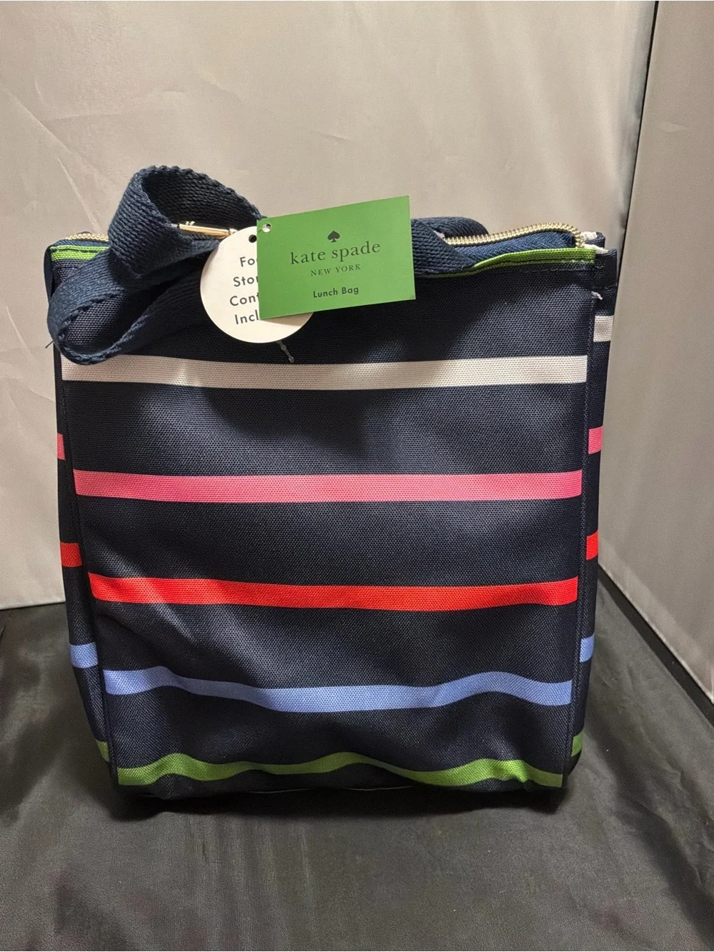 kate spade Navy Multi-Stripe Lunch Bag w/container